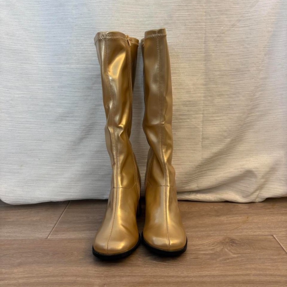 Funtasma Metallic Gold Knee-High Boots - Picture 3 of 8